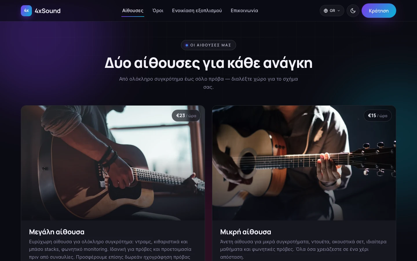 Αίθουσες: δύο χώροι με προδιαγραφές, τιμή και εξοπλισμό