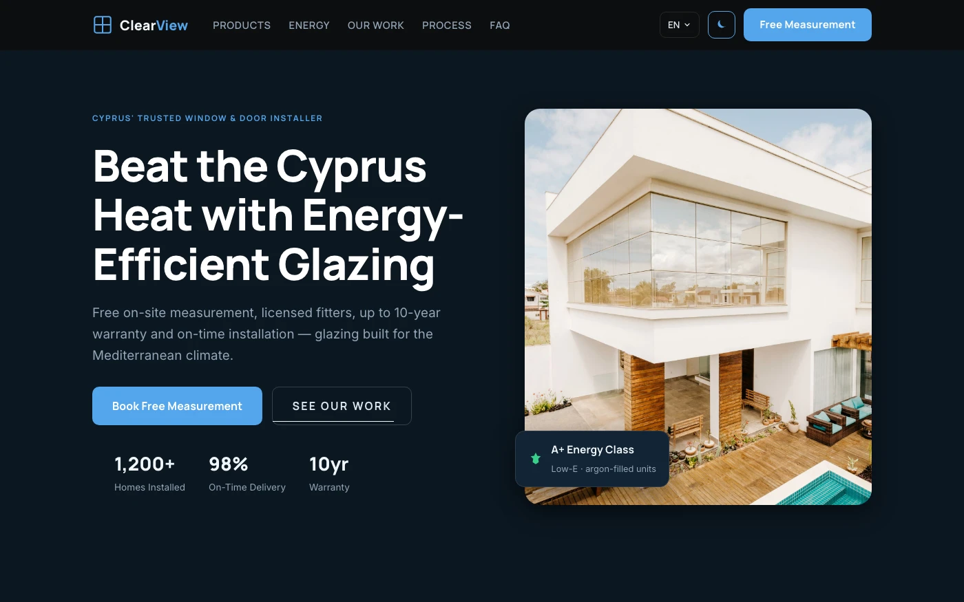 Dark theme — follows the system preference